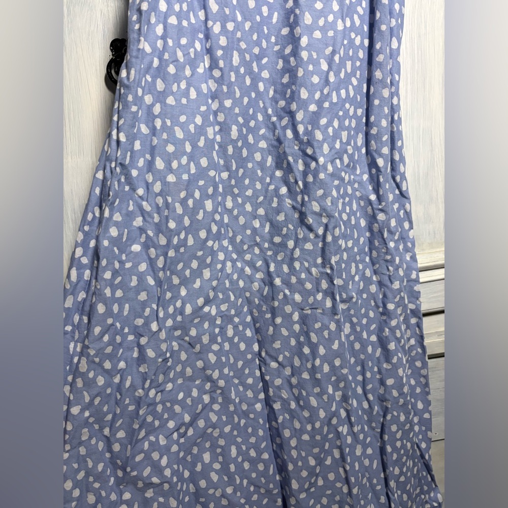 Simply Southern Dots‎ Blue Pom Pom Maxi Dress Preppy Effortless Beach Nautical - Picture 5 of 9